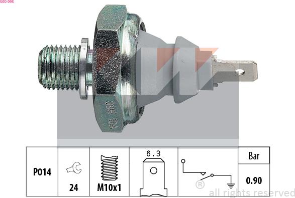 KW 500 095 - Датчик, налягане на маслото vvparts.bg