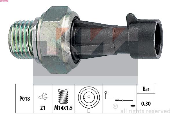 KW 500 096 - Датчик, налягане на маслото vvparts.bg