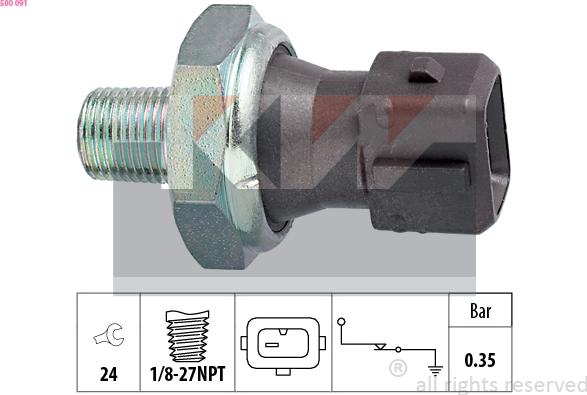 KW 500 091 - Датчик, налягане на маслото vvparts.bg