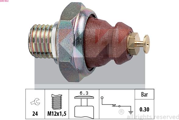 KW 500 052 - Датчик, налягане на маслото vvparts.bg