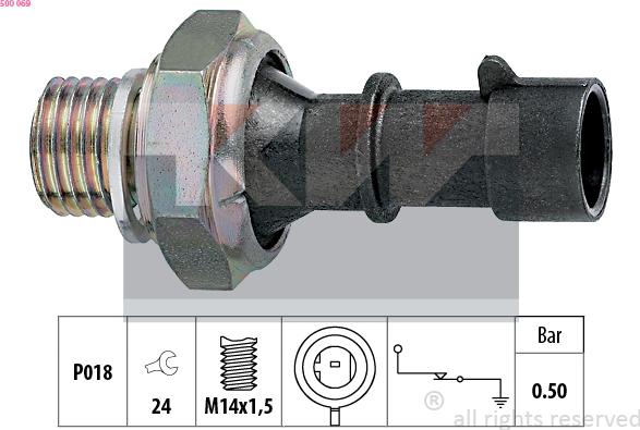 KW 500 069 - Датчик, налягане на маслото vvparts.bg