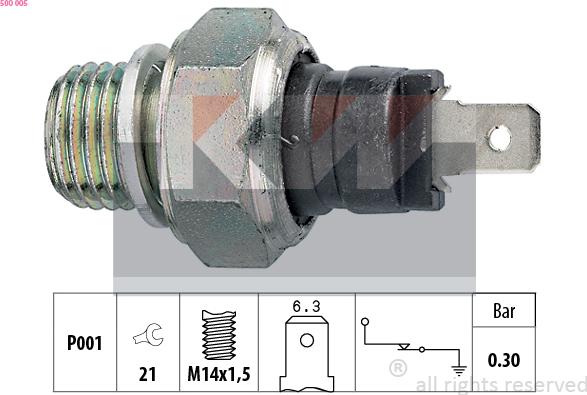 KW 500 005 - Датчик, налягане на маслото vvparts.bg