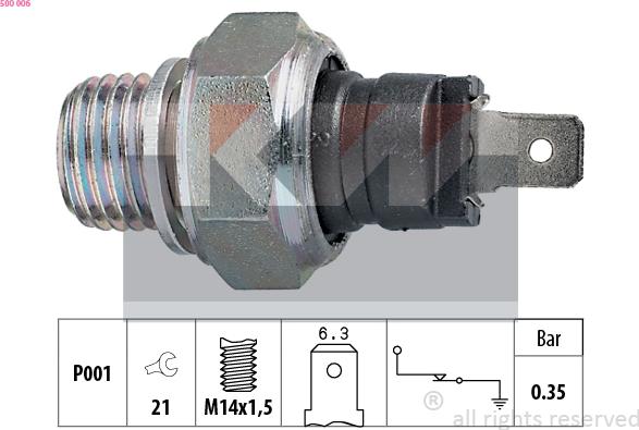 KW 500 006 - Датчик, налягане на маслото vvparts.bg