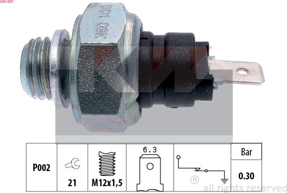 KW 500 001 - Датчик, налягане на маслото vvparts.bg