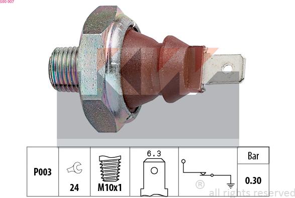 KW 500 007 - Датчик, налягане на маслото vvparts.bg