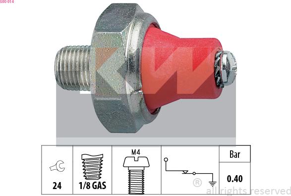 KW 500 014 - Датчик, налягане на маслото vvparts.bg