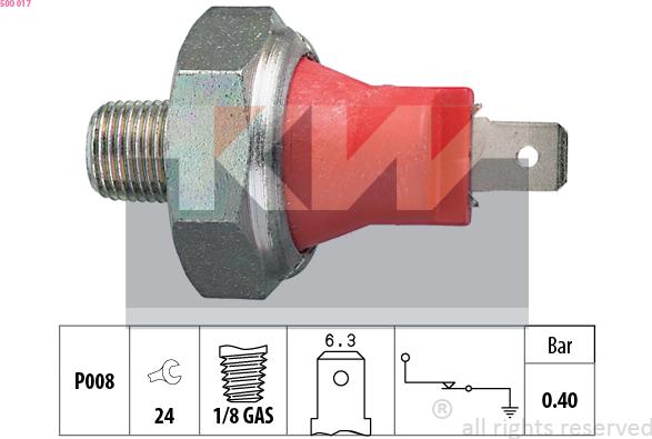 KW 500 017 - Датчик, налягане на маслото vvparts.bg