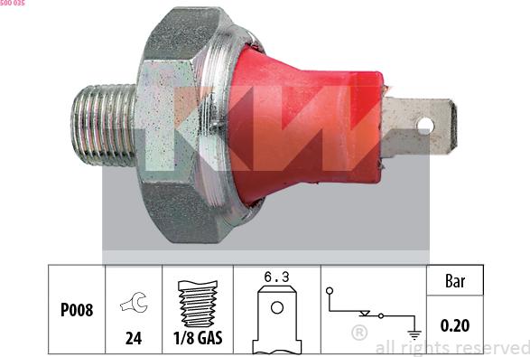 KW 500 035 - Датчик, налягане на маслото vvparts.bg