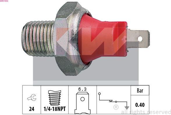 KW 500 032 - Датчик, налягане на маслото vvparts.bg