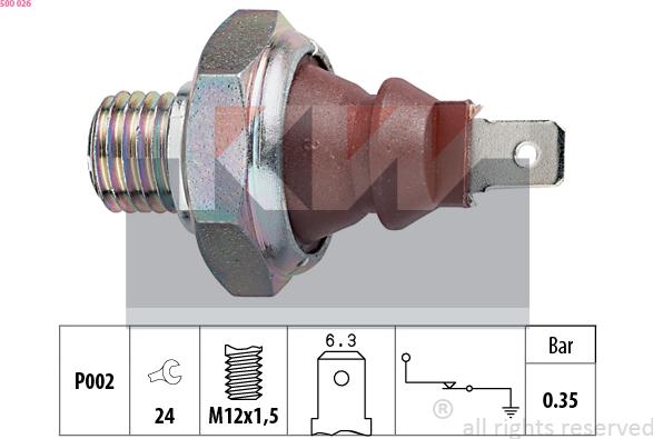 KW 500 026 - Датчик, налягане на маслото vvparts.bg