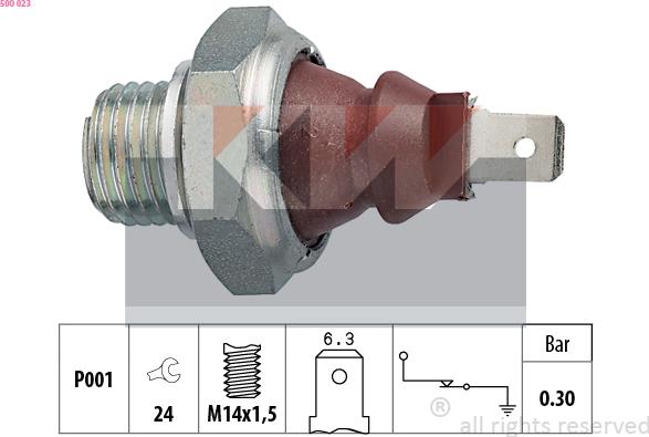 KW 500 023 - Датчик, налягане на маслото vvparts.bg