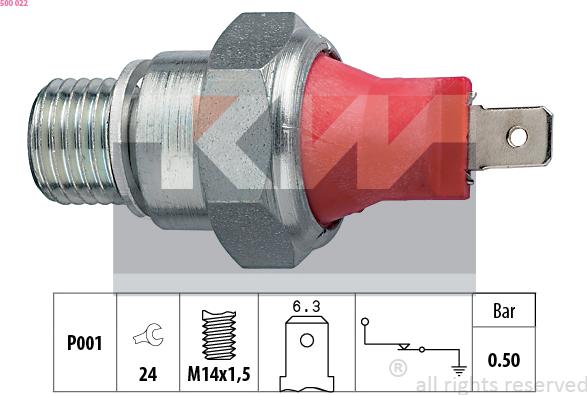 KW 500 022 - Датчик, налягане на маслото vvparts.bg