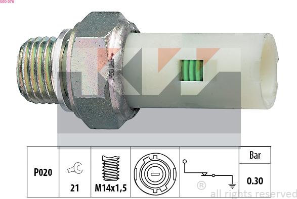 KW 500 076 - Датчик, налягане на маслото vvparts.bg