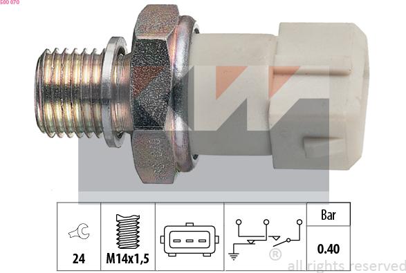 KW 500 070 - Датчик, налягане на маслото vvparts.bg