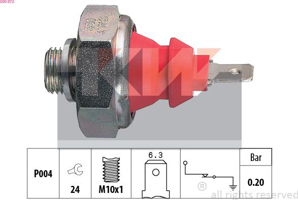 KW 500 072 - Датчик, налягане на маслото vvparts.bg