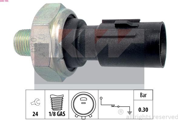 KW 500 195 - Датчик, налягане на маслото vvparts.bg