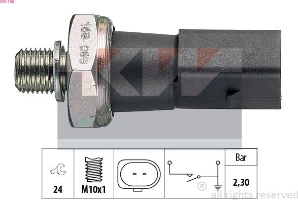 KW 500 190 - Датчик, налягане на маслото vvparts.bg