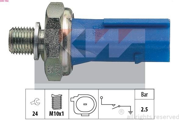 KW 500 192 - Датчик, налягане на маслото vvparts.bg