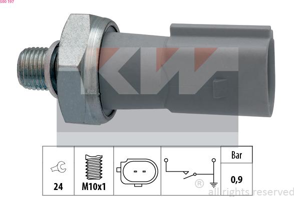 KW 500 197 - Датчик, налягане на маслото vvparts.bg