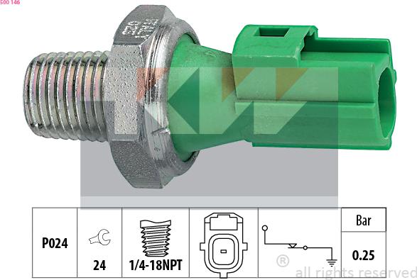 KW 500 146 - Датчик, налягане на маслото vvparts.bg