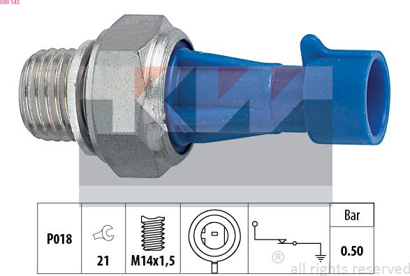 KW 500 143 - Датчик, налягане на маслото vvparts.bg