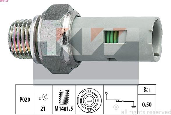 KW 500 151 - Датчик, налягане на маслото vvparts.bg