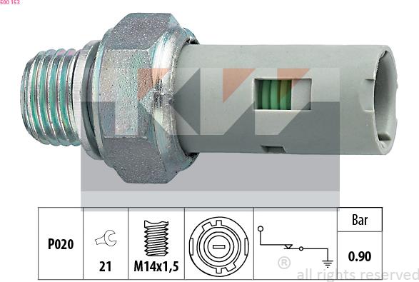 KW 500 153 - Датчик, налягане на маслото vvparts.bg