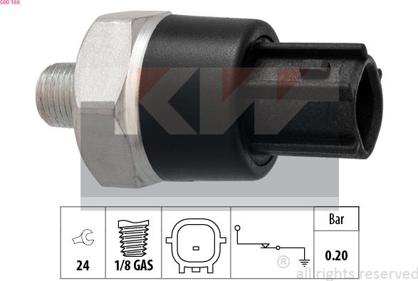 KW 500 166 - Датчик, налягане на маслото vvparts.bg