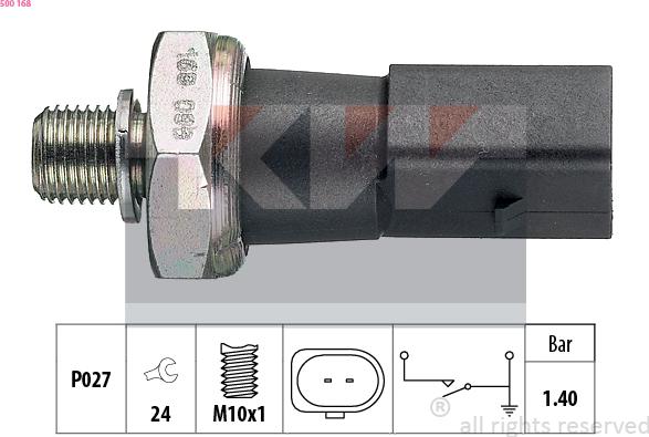 KW 500 168 - Датчик, налягане на маслото vvparts.bg