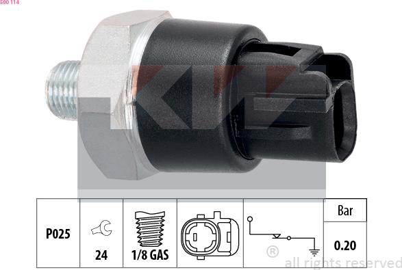 KW 500 114 - Датчик, налягане на маслото vvparts.bg