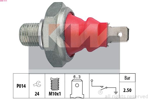 KW 500 111 - Датчик, налягане на маслото vvparts.bg