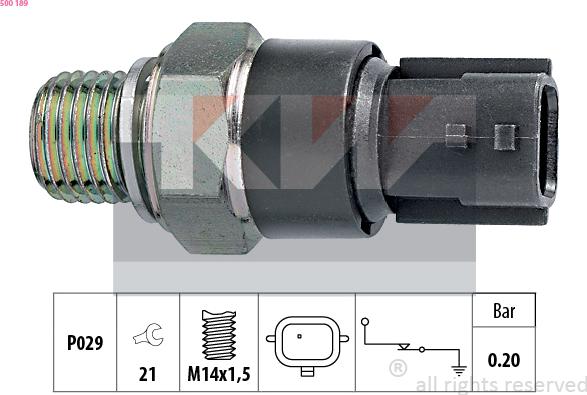 KW 500 189 - Датчик, налягане на маслото vvparts.bg