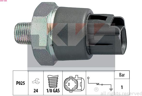 KW 500 188 - Датчик, налягане на маслото vvparts.bg