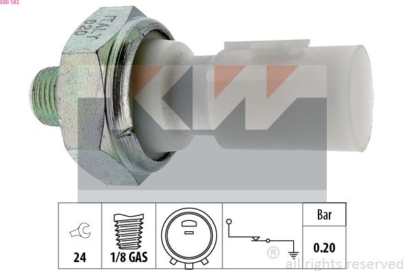 KW 500 182 - Датчик, налягане на маслото vvparts.bg