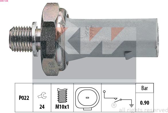 KW 500 134 - Датчик, налягане на маслото vvparts.bg