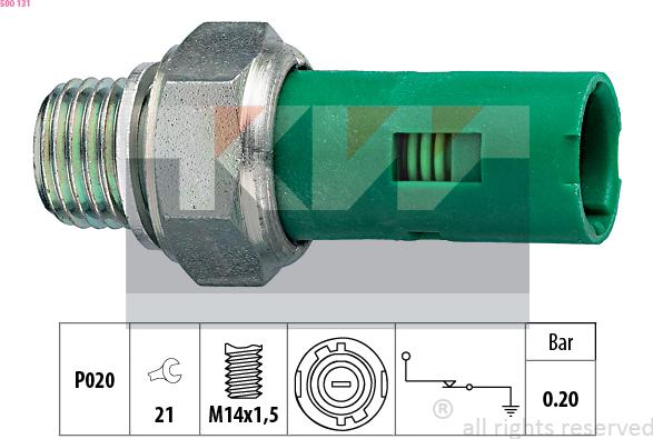 KW 500 131 - Датчик, налягане на маслото vvparts.bg