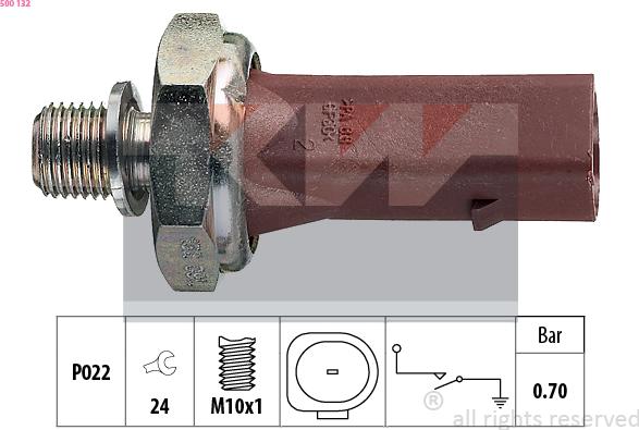 KW 500 132 - Датчик, налягане на маслото vvparts.bg