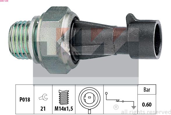 KW 500 129 - Датчик, налягане на маслото vvparts.bg