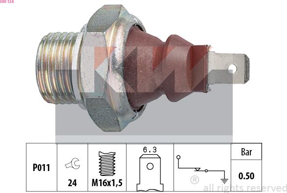 KW 500 124 - Датчик, налягане на маслото vvparts.bg