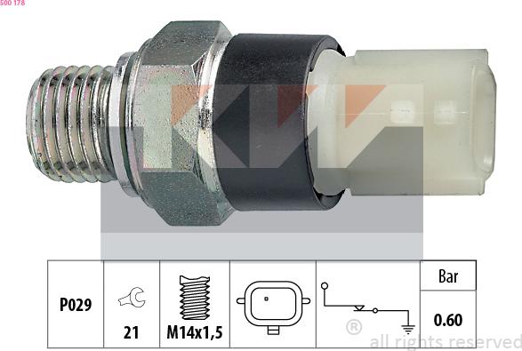 KW 500 178 - Датчик, налягане на маслото vvparts.bg