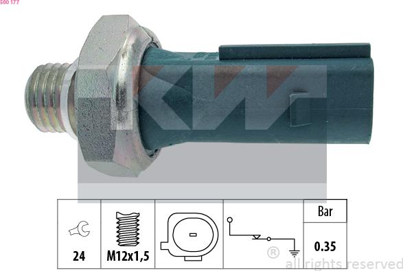 KW 500 177 - Датчик, налягане на маслото vvparts.bg