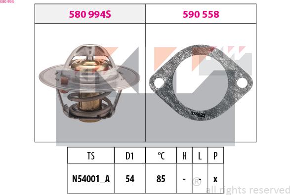 KW 580 994 - Термостат, охладителна течност vvparts.bg