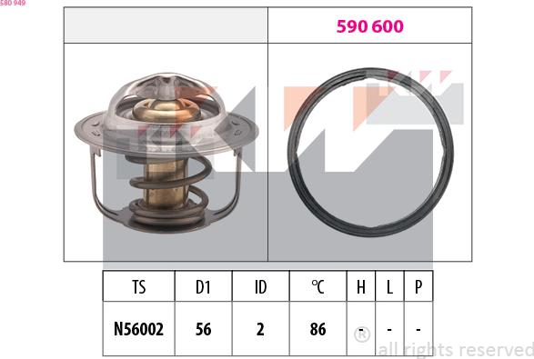 KW 580 949 - Термостат, охладителна течност vvparts.bg