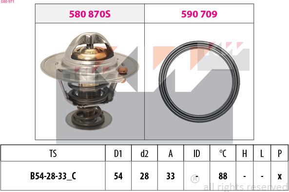 KW 580 971 - Термостат, охладителна течност vvparts.bg