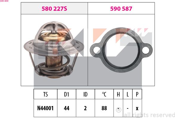 KW 580 409 - Термостат, охладителна течност vvparts.bg