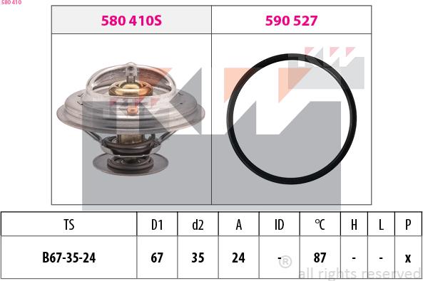 KW 580 410 - Термостат, охладителна течност vvparts.bg