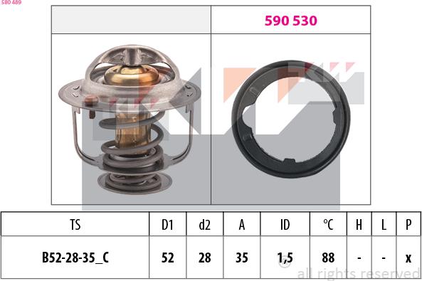 KW 580 489 - Термостат, охладителна течност vvparts.bg