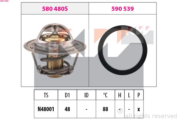 KW 580 480 - Термостат, охладителна течност vvparts.bg