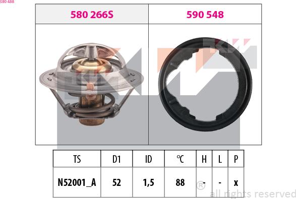 KW 580 488 - Термостат, охладителна течност vvparts.bg