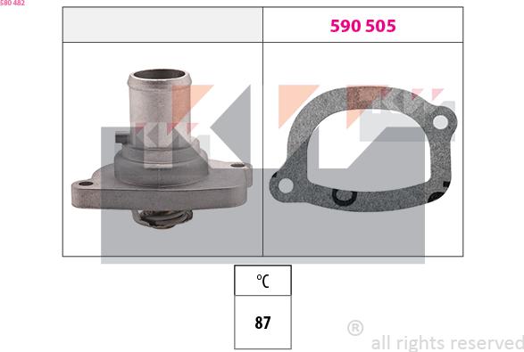 KW 580 482 - Термостат, охладителна течност vvparts.bg